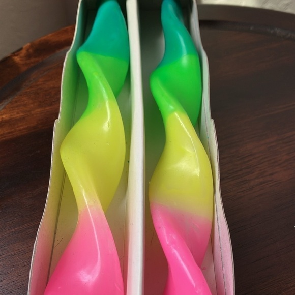 Bouffants & Broken Hearts: 2 multicolored Taper Candles- 10 inches - Picture 8 of 8